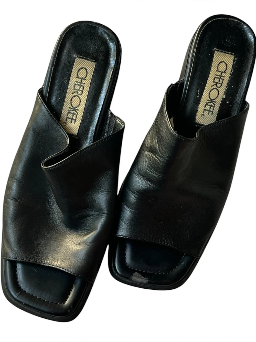 Vintage y2k early 2000s Black Leather heel sandals